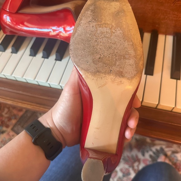 M
Stuart Weitzman Red Patent Leather Peep Toe Heels – Size 8.5 - Picture 4 of 6
